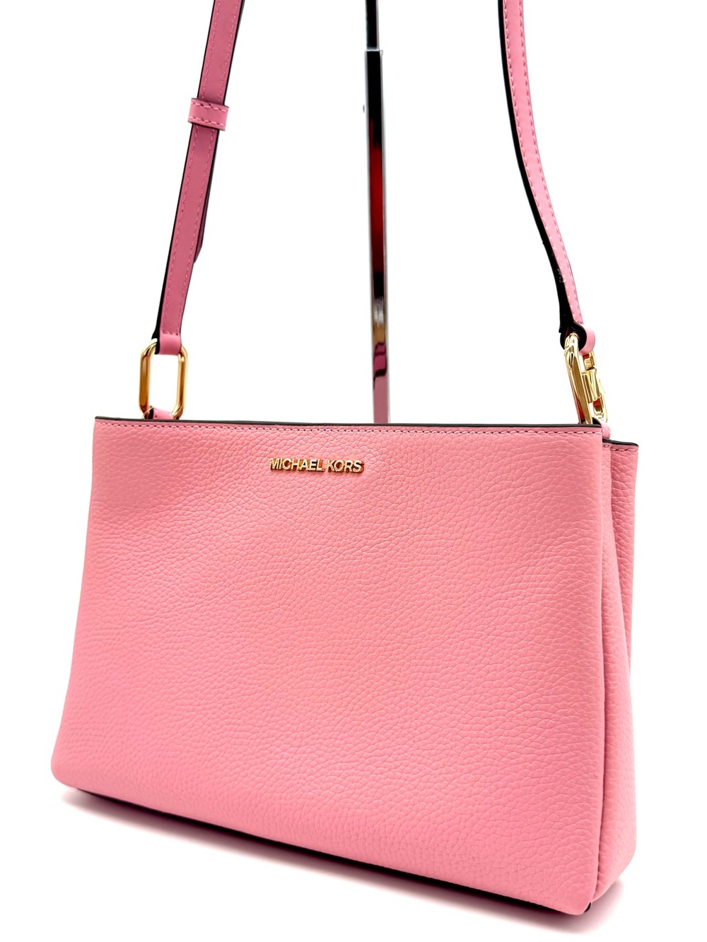 Michael Kors Trisha Medium Pebbled Leather Crossbody Bag Pink